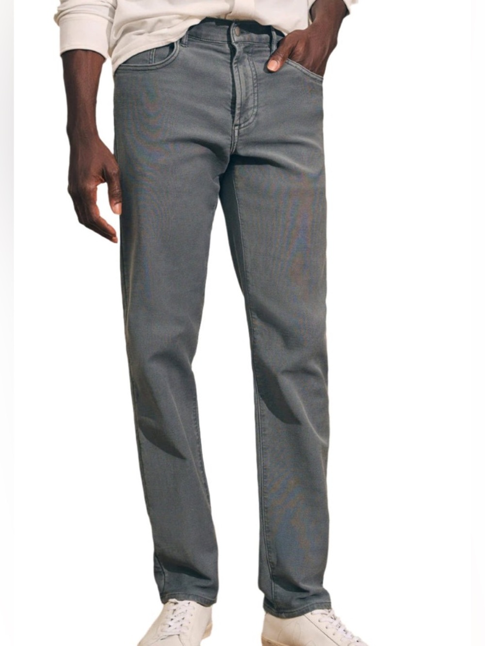 Faherty Stretch Terry 5 Pocket Straight Slate Gray Jeans